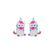 Unicorn earrings in enamel & rhodium-plated sterling silver (925)